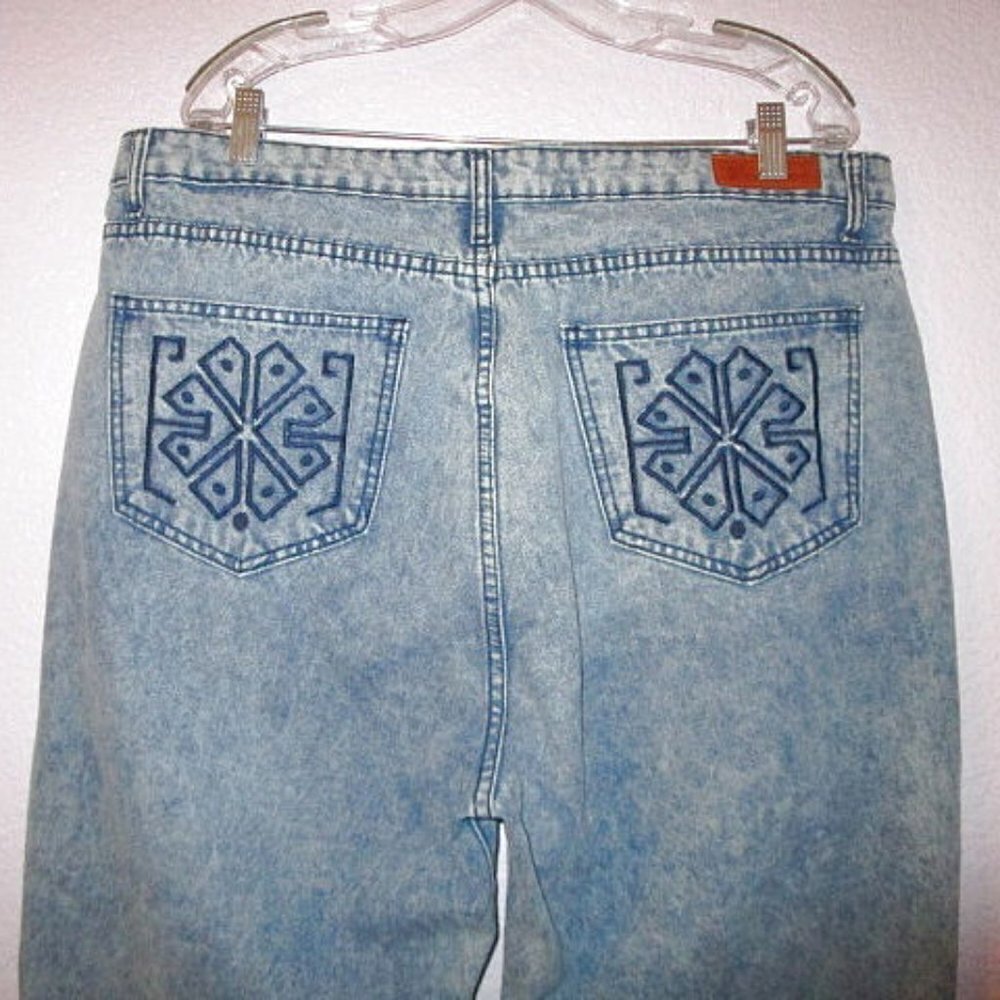 Vtg Y2K Lucky & Blessed Jeans Womens 16 High Rise Acid Wash Denim Wide Leg Boho